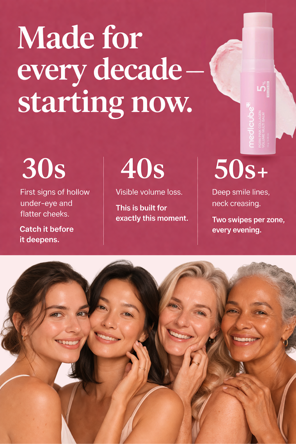 PDRN Pink Collagen Volume Multi Balm — Rebuild Volume. Smooth Lines. No Needles